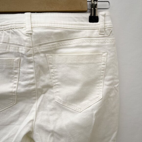 Democracy Ab Solution Stretch Side Zip Boyfriend Jeans White 8.5" Rise Womens‎ 2 - Picture 9 of 12
